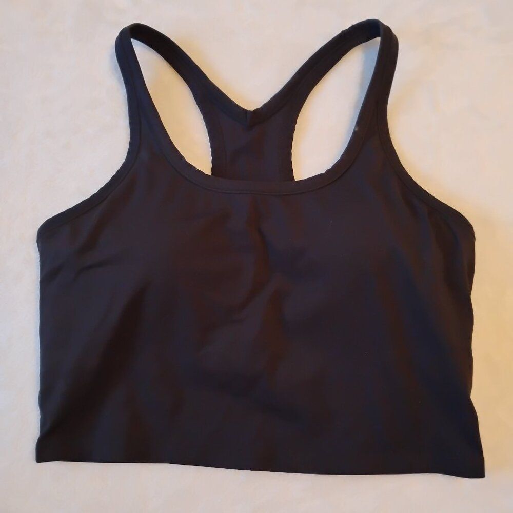 Women's Racerback Sports Bras Yoga Crop Top with Built in Bra Size 6 Small Black